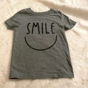 Cat & Jack 4T gray smile short sleeve tshirt